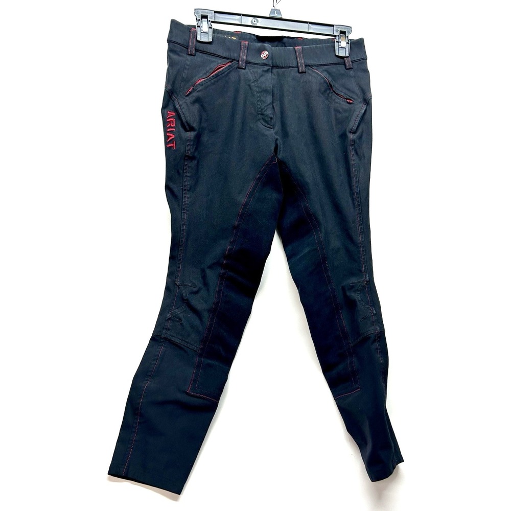 Ariat Equestrian Riding Pants Women's 28L Black With Red (R2)